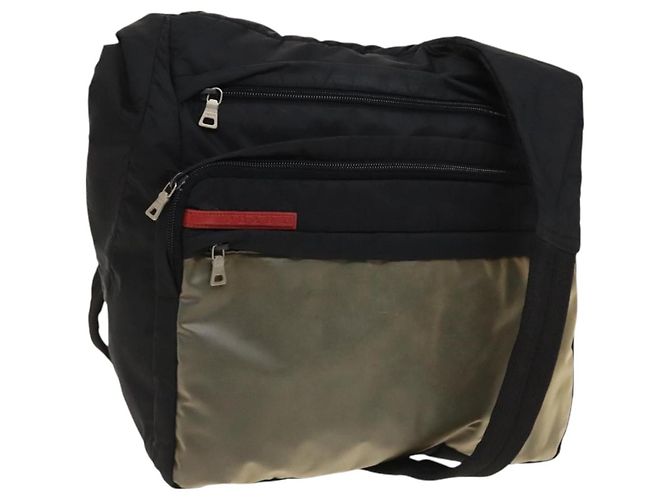 PRADA Borsa a Spalla Sportiva in Nylon Nero Argento Auth bs26885