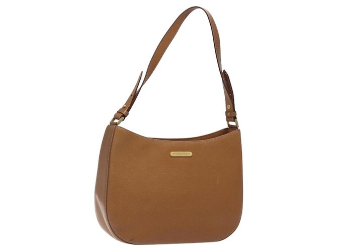 Burberry Bolsa de ombro de couro marrom dourado Auth ep9447