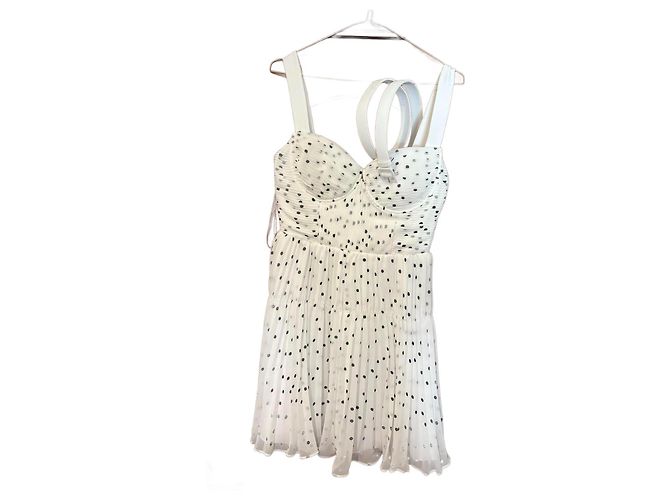Vestido mini de chiffon com bolinhas da Self Portrait Branco