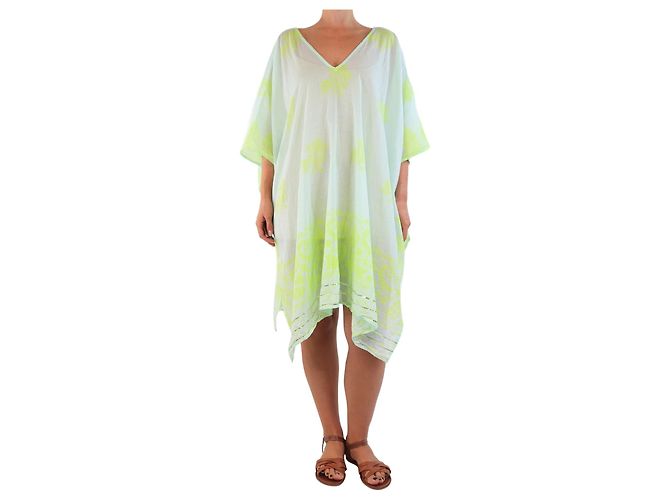 Juliet Dunn Grüner transparenter Baumwollkaftan - Einheitsgröße