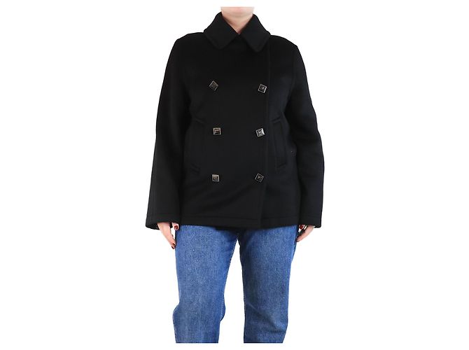 Hermès Schwarzer Kaschmir-Peacoat - Größe UK 16