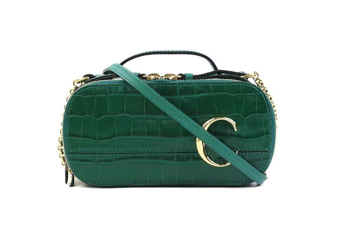 Chloé Green Embossed Leather Shoulder Bag