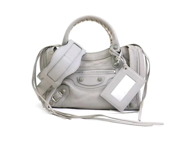 Balenciaga Classic Mini City Handbag Grey Leather  ref.2354470