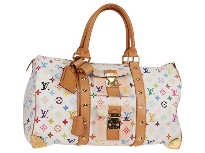 LOUIS VUITTON Keepall 45 Tasche Monogram Multicolor Weiß M92641 LV Auth 126488V