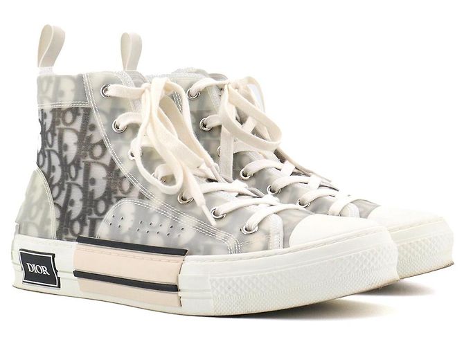 DIOR - B23 Dior High-Top-Sneaker aus schrägem Canvas (T40.5) Weiß