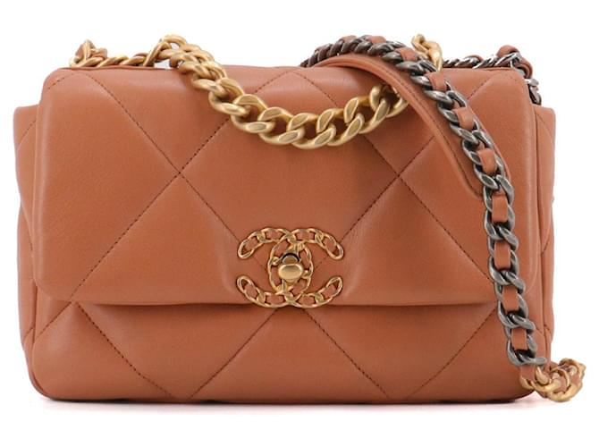 CHANEL Chanel 19 shoulder bag in brown leather