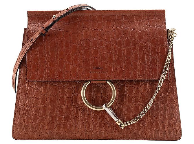 CHLOÉ - Bolsa transversal Faye Chloé em couro croco marrom