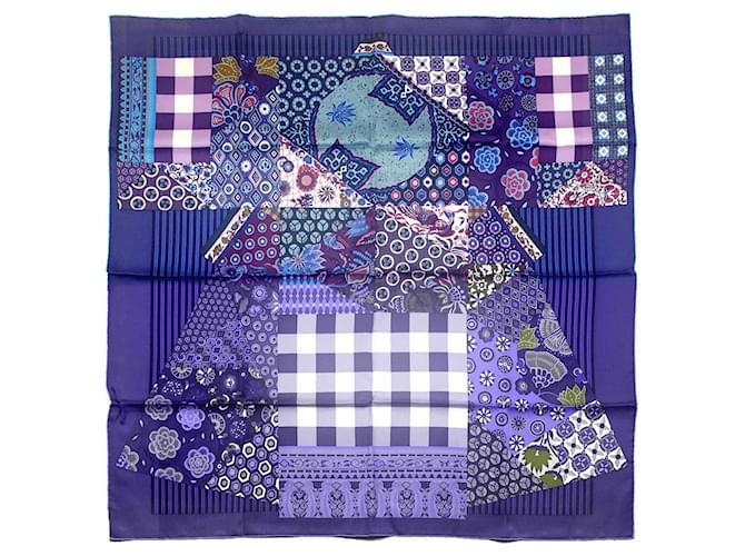 HERMÈS - Carré 90 The art of Sarasa Hermès in blue silk  ref.2355203