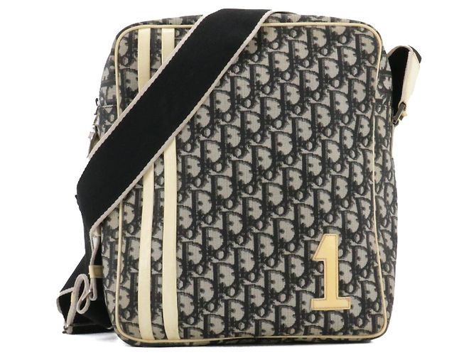 DIOR - Borsa a spalla Dior in tela nera e bianca Nero