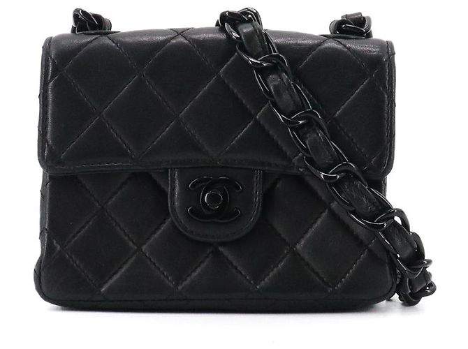 CHANEL - Borsa a spalla Chanel Timeless Mini Square so black in pelle nera Nero
