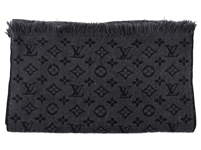 LOUIS VUITTON - Louis Vuitton Monogram Classic scarf in gray wool Grey Cotton  ref.2355242