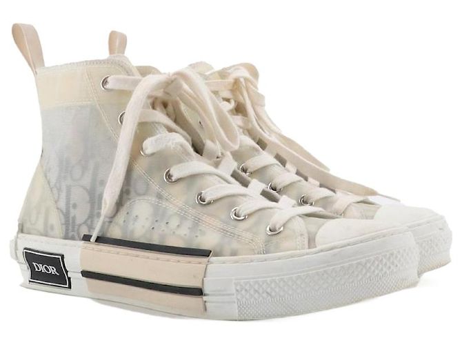 DIOR - B23 Baskets Dior en toile oblique grise (taille 38,5) Blanc