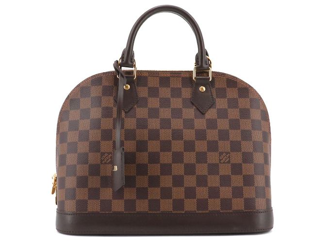 LOUIS VUITTON - Bolsa Louis Vuitton Alma PM em canvas xadrez ébano