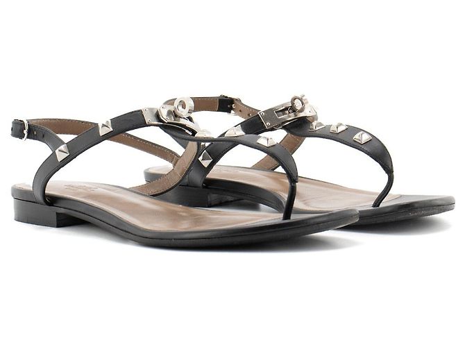 Kelly HERMÈS - Sandali Olivia Hermès in pelle nera (T38) Nero