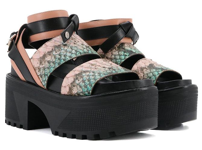 LOUIS VUITTON - Sandales Gamble Diva Louis Vuitton en python multicolore (T37) Multiple colors