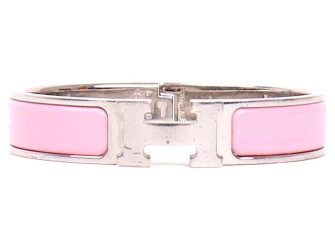 HERMÈS - Clic H Hermès bracelet in pink enamel (T0) 