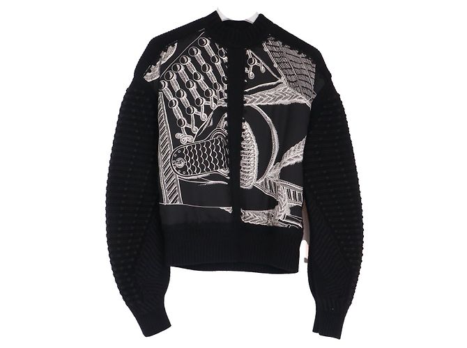 HERMÈS - Hermès Twillaine Pullover aus schwarzer Seide und Wolle (Größe 34)