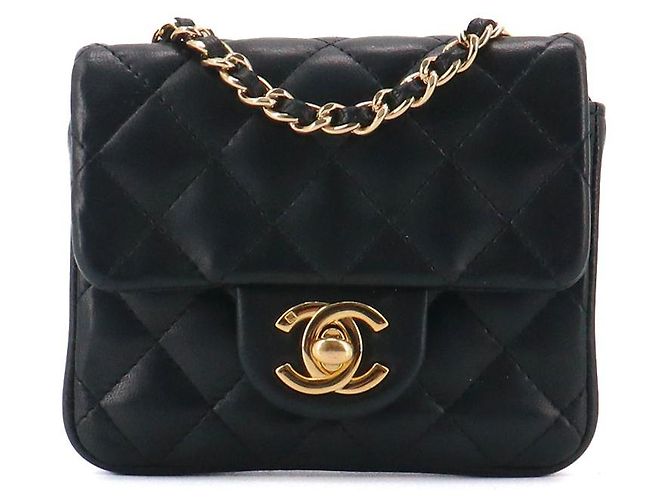 CHANEL - Chanel Classic/Timeless micro shoulder bag in black smooth leather