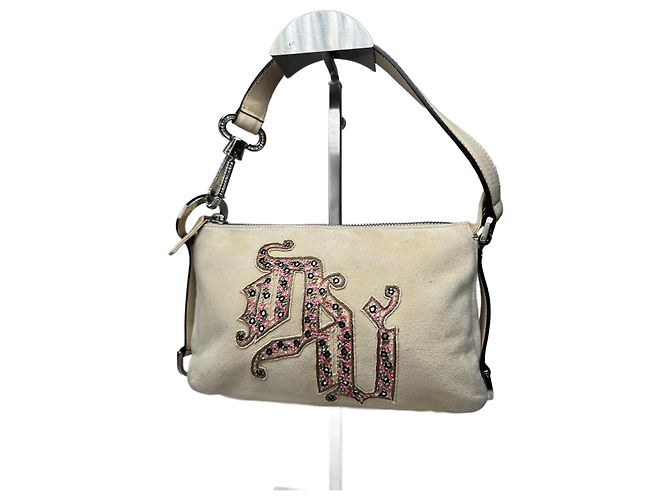 Sac en daim vintage Versace beige rose