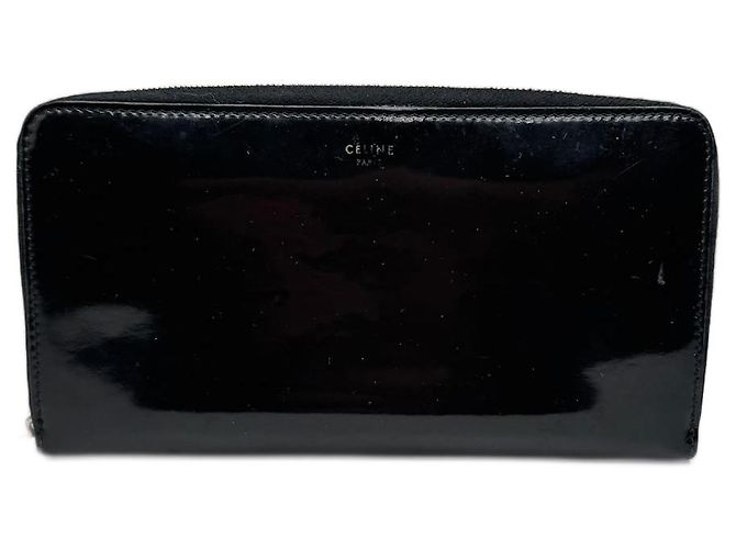 Céline Vintage Celine Paris Patent Leather Wallet black