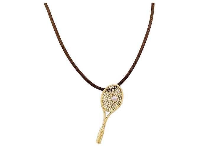 Autre Marque Péndulo "Raqueta", oro amarillo, perla.