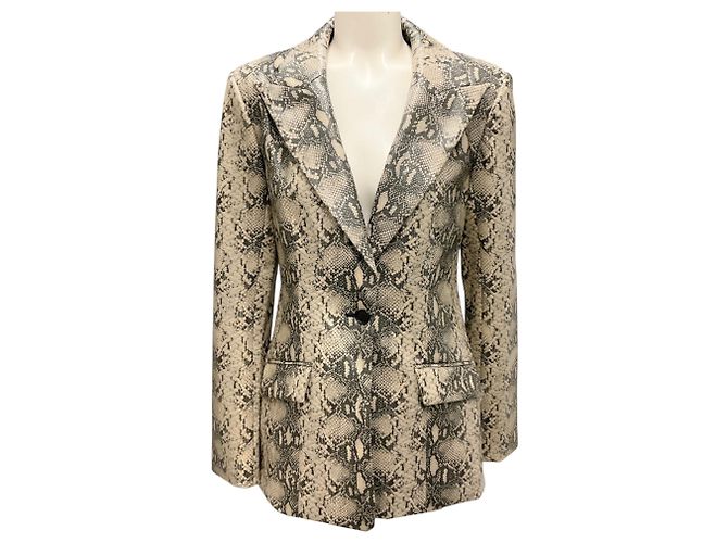 Jonathan Simkhai Blazer de un solo botón Afia en python Macadamia de Simkhai