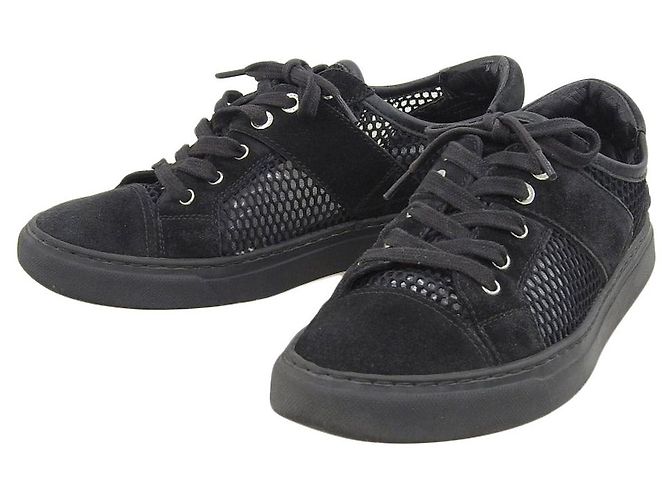 Baskets en maille avec logo Chanel en cuir suédé noir