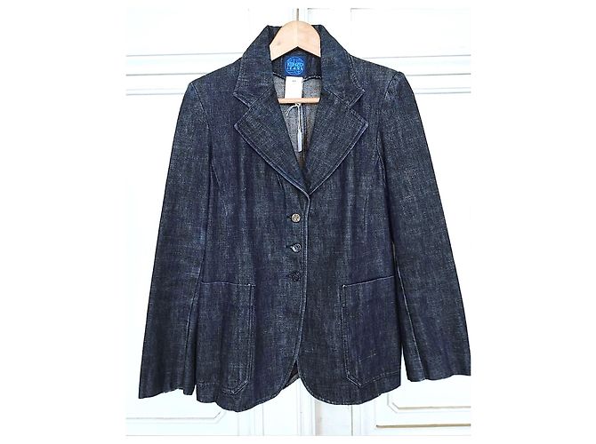 KENZO VESTE GIACCA BASIC TRENDY DENIM T 42/44 Blu