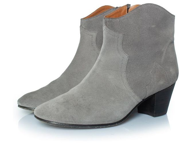 Botas de ante western en gris Isabel Marant