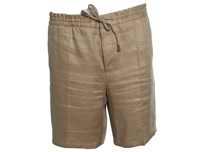 Braune Leinen-Bermuda Sidney von Brioni