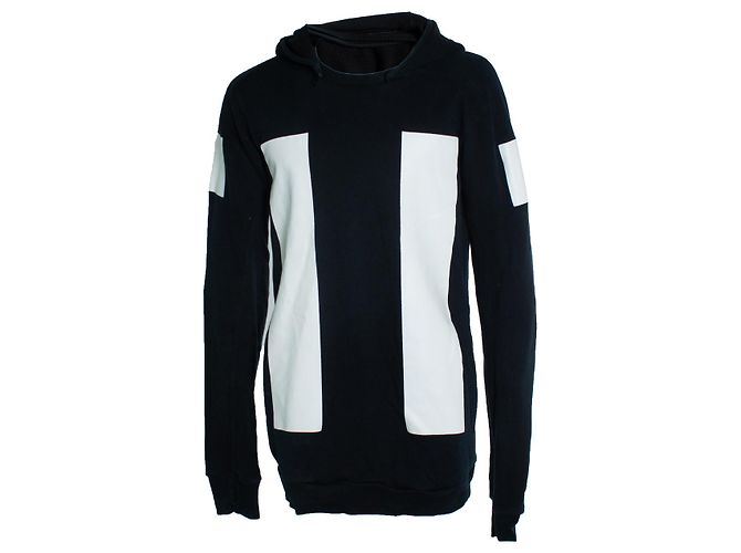 Autre Marque 11 Boris Bidjan, gestreifter schwarzer Hoodie Weiß