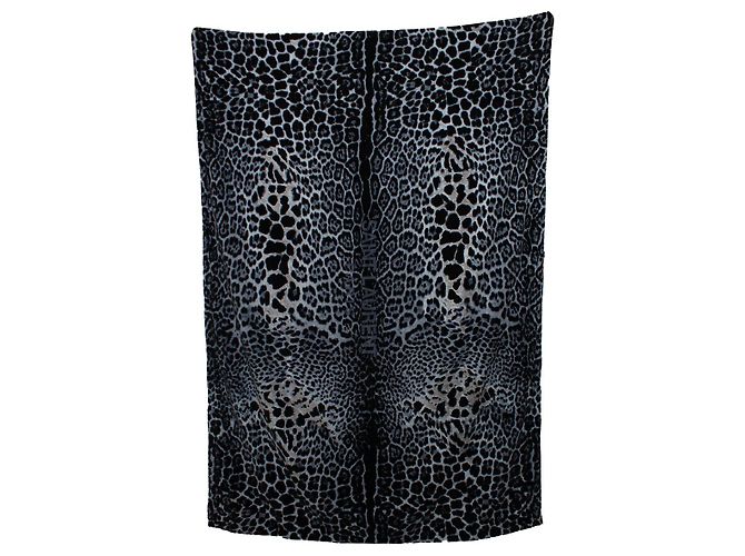 Toalla de baño de leopardo en grafito Saint Laurent Negro Gris