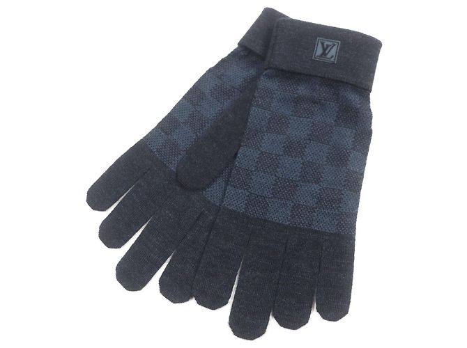 Louis Vuitton Damier Graphite Wool Gloves Grey