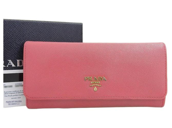 Cartera larga de cuero Saffiano Prada 1M1349 Rosa