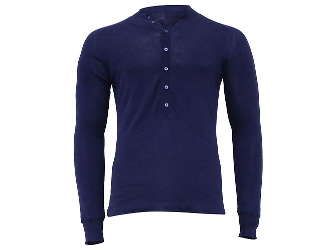 Fendi Half-Buttoned Fitted Sweater in Navy Blue Cotton