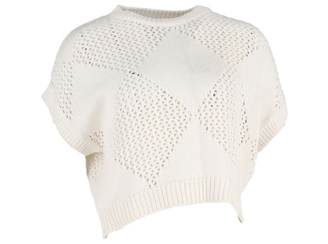 Top de punto Brunello Cucinelli en algodón blanco Crudo