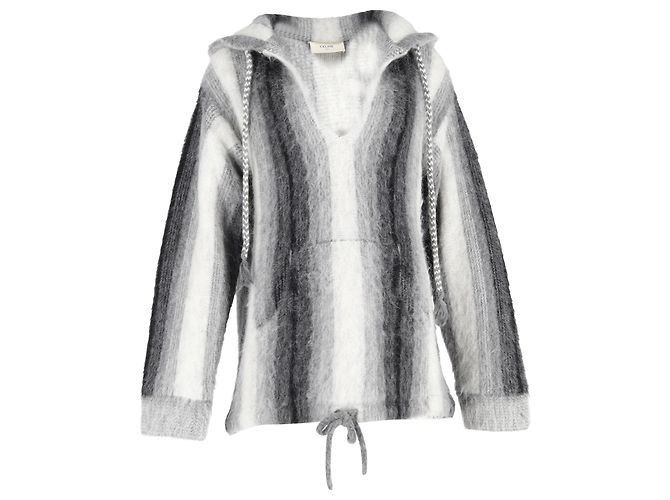Céline Sudadera Rayada Celine Baja en Lana de Alpaca Gris