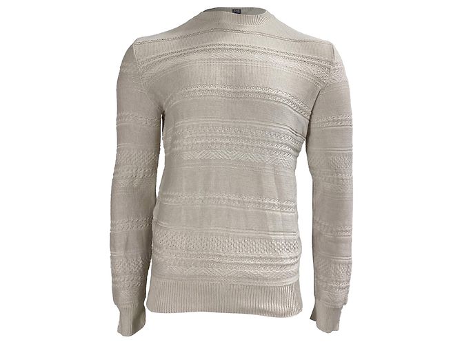 Apc A.P.C. Strickpullover aus cremefarbener Baumwolle Weiß Roh 