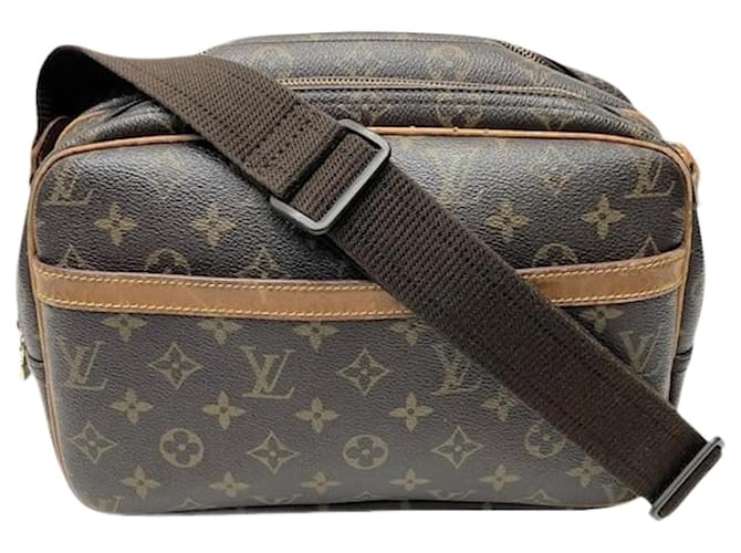 Louis Vuitton Reporter PM Monogram Shoulder Bag Brown Cloth  ref.2357595