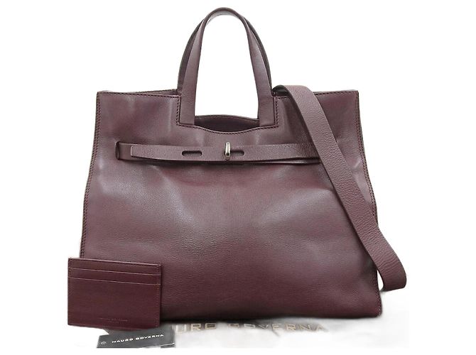 Autre Marque Leder 2WAY Handtasche Mauro Governa Braun Bordeaux