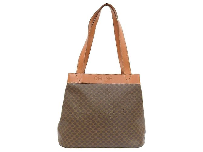 Céline Bolsa tote Celine Macadam em couro e lona marrom