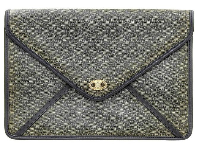 Céline Borsa Clutch Vintage Macadam Celine Nera Nero Grigio