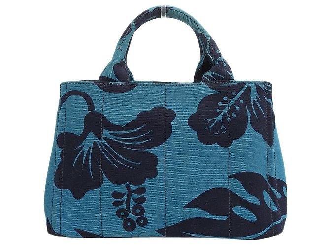Bolsa tote de lona Canapa turquesa Prada Azul