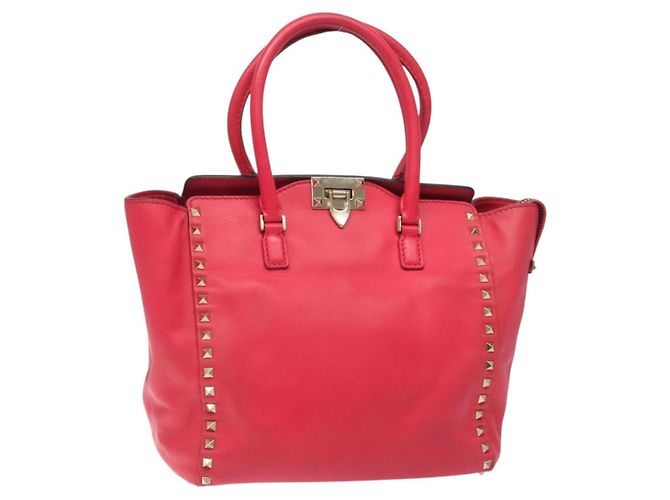 VALENTINO Borsa Rockstuds in pelle rosa e oro Auth bs27703 D'oro