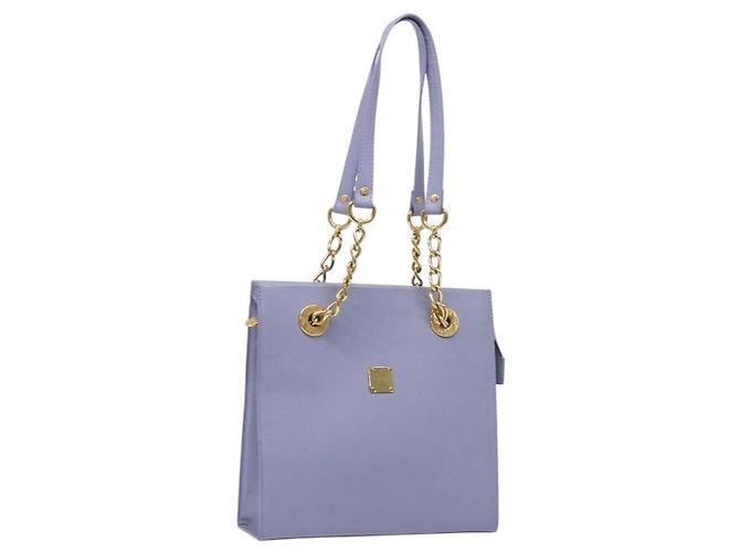 Bolsa de Ombro em Couro MCM Chain Lavanda Ouro Auth BA3698 Dourado