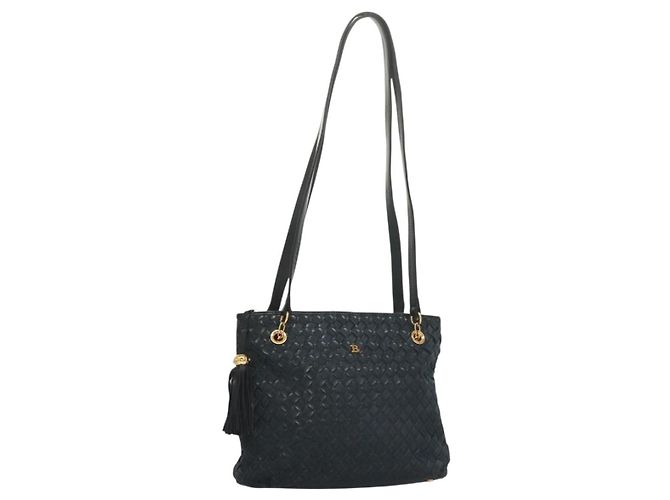 BALLY Borsa a Spalla in Camoscio Blu Navy Oro Auth BA3960 D'oro