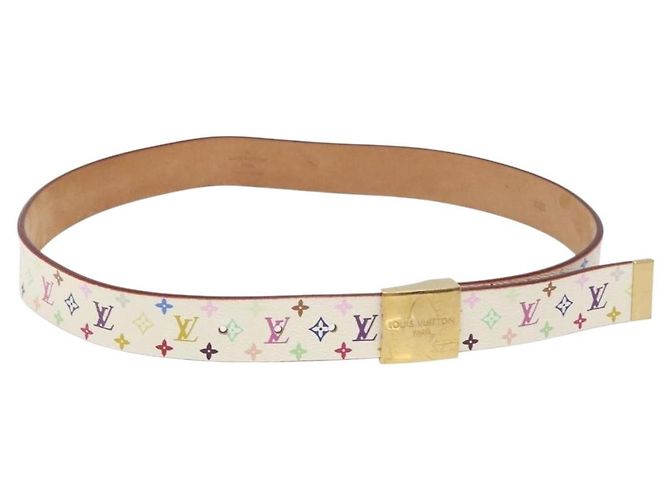 LOUIS VUITTON Monogramm Multicolor Gürtel Care Weiß LV Auth yk18692