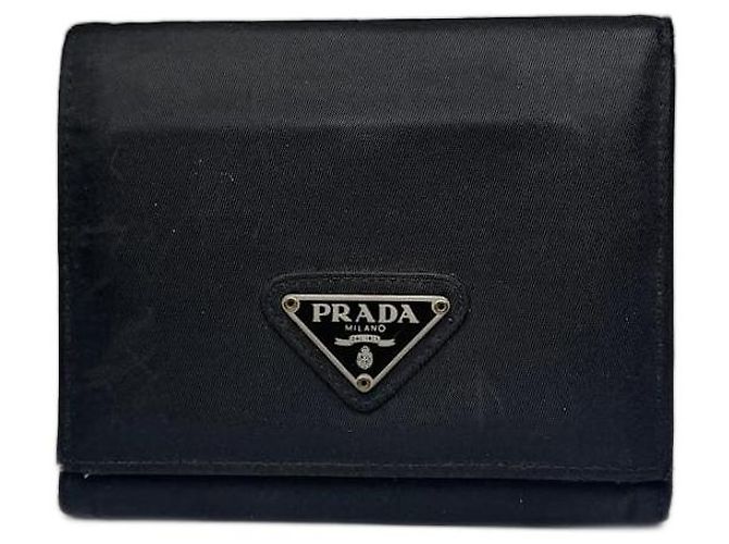 Vintage Prada Triangle Polyester leather wallet black
