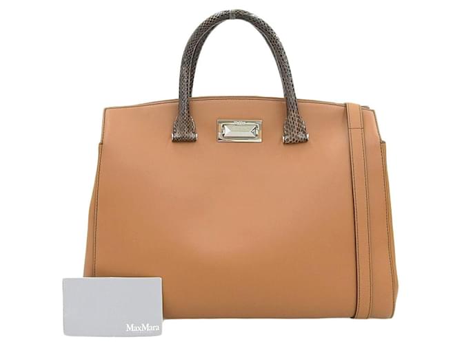 Bolsa 2WAY de couro de python Max Mara Marrom 