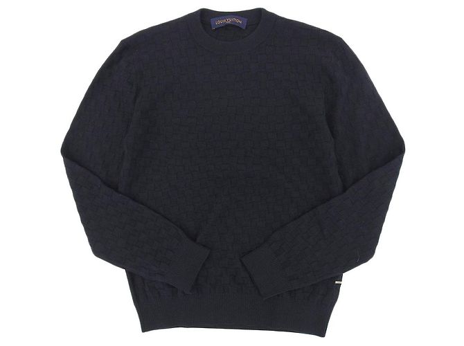 Louis Vuitton Damier Pullover aus schwarzer Wolle S